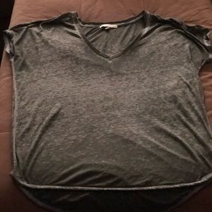 Olive v neck t shirt, slightly see through